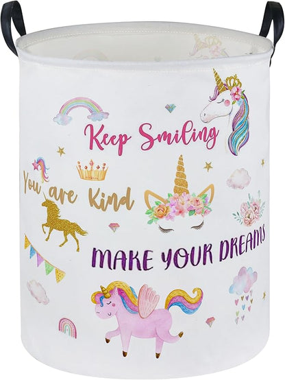 Essme Kids Laundry Basket,Unicorn Hamper Collapsible Waterproof Storage Bin for Girls,Gift Baskets(Color Unicorn)