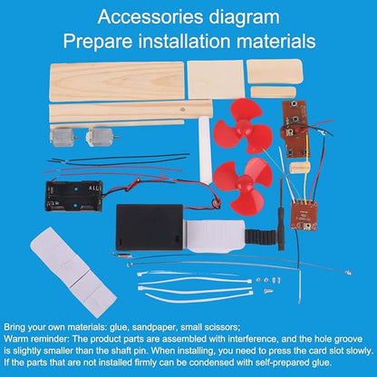 Wooden Electric Wind Powered Boat Model Kit, Science Experiment Kit for Youth Age, Wireless Remote Control Wind Boat Stem Project, Educational DIY STEM Set for Youth