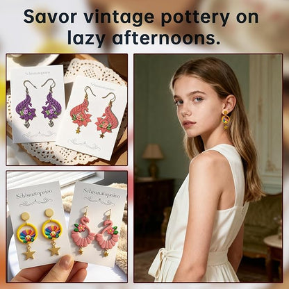 8 Pack Mother's Day Polymer Clay Cutters - Tassel Earrings/Retro Earrings/Phoenix Earrings/Flamingo Earrings, Ideal Polymer Clay Molds & Polymer Clays Earring Cutters for Jewelry Making