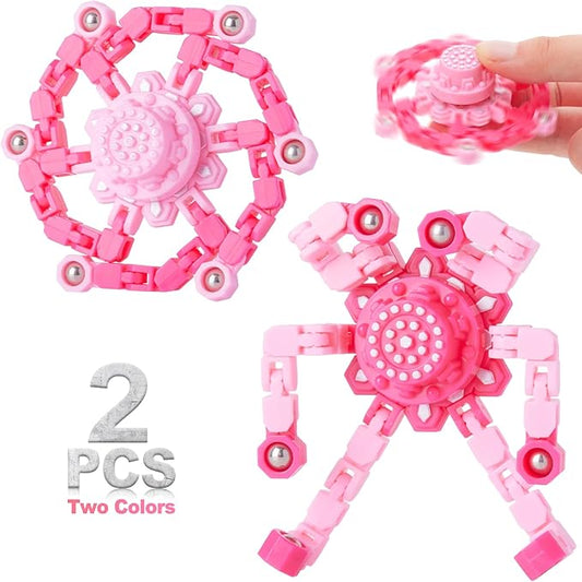 Transformable Fidget Spinners for Kids 8-12 and Adults Stress Relief Sensory Toys for Boys and Girls Fingertip Gyros for ADHD Autism for Kids (Fidget Toy- Rose)