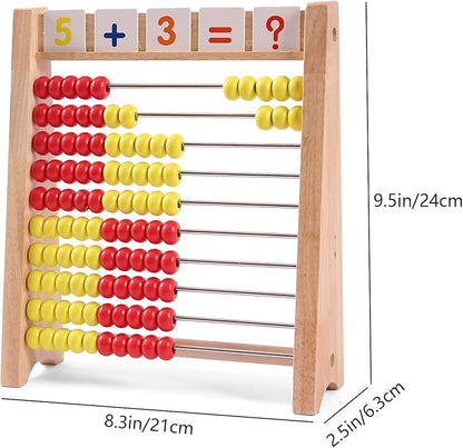 Wooden Abacus for Kids Math Learning Tool with Counting Sticks Numbers 1-100 Cards Math Counters Toys for 1st 2nd Grade Preschool Boys Girls Educational Early Math Learning Toy