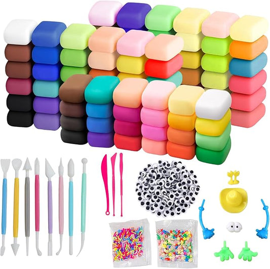 Adult Air Dry Clay, Magic Foam DIY Molding Clay, 170 PCS Set with 100 Colors Ultra Light Tools Accessories & DIY Supplies, Soft Modeling Clay for Crafts, Art Creation & Birthday Party