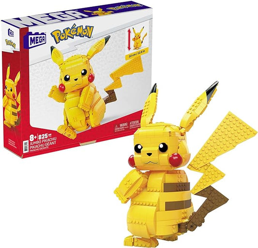 MEGA Pokémon Building Toys Set Jumbo Pikachu with 806 Pieces, Articulated and Poseable, 12 Inches Tall, for Kids