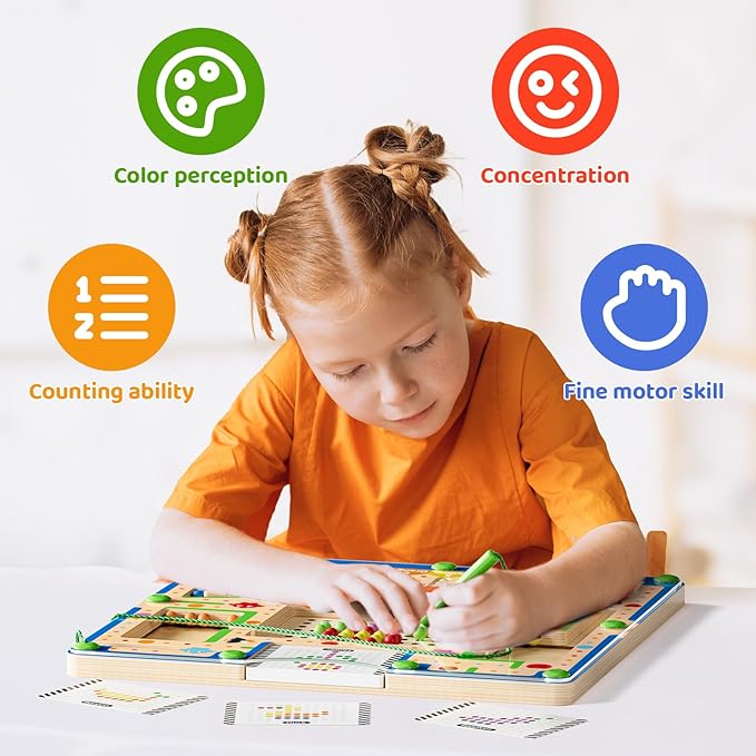 Magnetic Color and Number Maze, Montessori Toys, Toddler & Kids Games Designed for Preschool Learning Activities, Enhancing Fine Motor Skills & Cognitive Growth, 3+ Year Old Birthday Gift