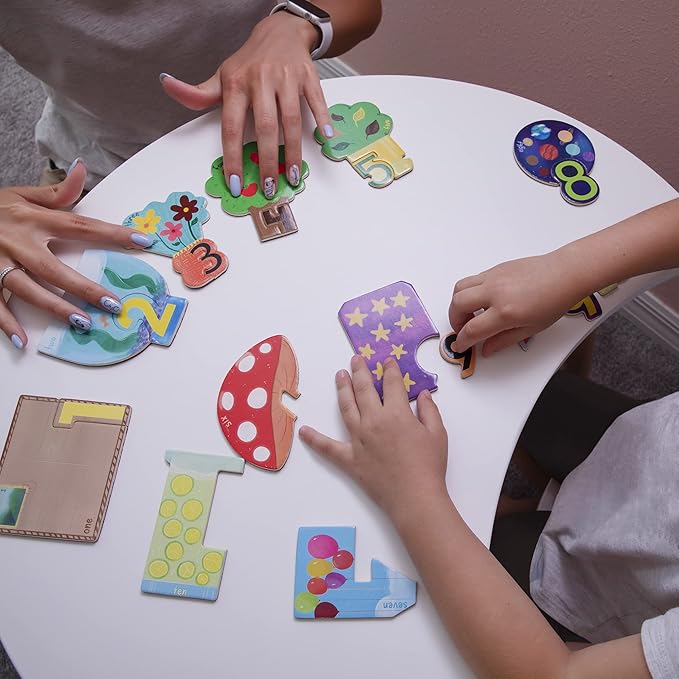 Tagalog Wooden Matching Number Magnets Game, Educational Matching Game for Toddlers 3+ Years Old - Fun Toddler Memory Game with Numbers and Words- Magnetic Learning Toy with Wooden Pieces