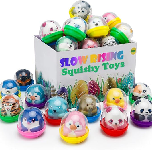 30 Packs Party Favors Slow Rising Animals with Capsules,Goodie Bag Stuffers,Birthday Gifts,Treasure Box Toys, Kids Classroom Prizes,Claw Machine Toys,Mini Animal Toys,Stress Relief Squishy Toys