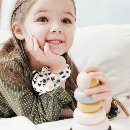 LOGOFUN 2 Pcs Snow Leopard Slap Bracelets Stuffed Animal Hug Slap Bracelet Birthday Party Favor for Kids