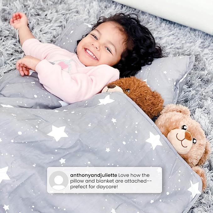 Delta Children Nap Mat - Includes Pillow & Blanket for Toddlers and Kids; Features Carry Handle w/Strap Closure and Name Tag; Rollup Design is Ideal for Preschool and Daycare; Personalization Optional