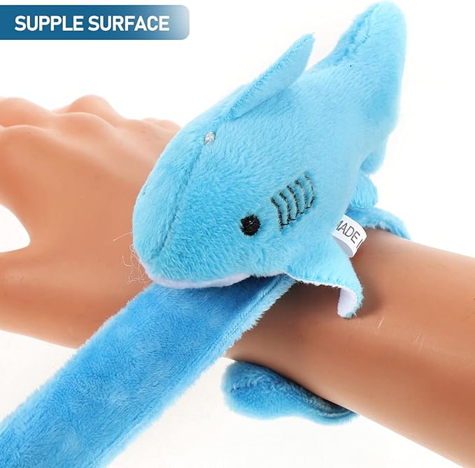 2pcs Animals Slap Bracelet Shark Slap Bracelet Plush Stuffed Animal Hugger Snap Wrist Band for Kids Birthday Party Favors