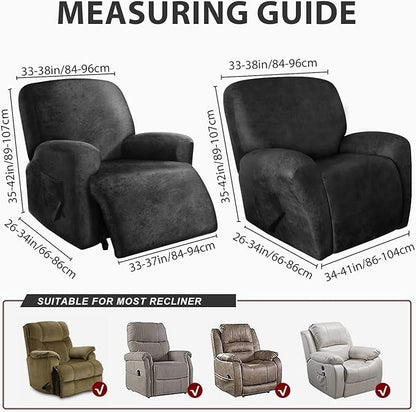 Leather Look Oversize Recliner Chair Covers, Thick 4 Pieces Lazy Boy Recliner Covers for Recliner Chair, Leather Cover for Recliner Slipcovers for Pets Kids(X-Large, Dark Grey)