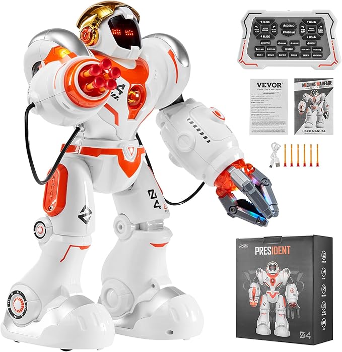 VEVOR RC Robot Toys for Kids, Battle Mode Programmable Remote Control Smart Robot with Bullets, Interactive Walking Dancing Robot for Age 3+ Year Old Boys Girls Birthday Gift Present