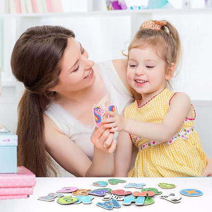 41 Pieces Wooden Thick Alphabet Magnets for Toddlers Fridge, Large Cute Animal Colorful ABC 26 Uppercase Letters, 10 Numbers Magnetic Alphabet Educational Toy Set for Kids Preschool Learning Spelling