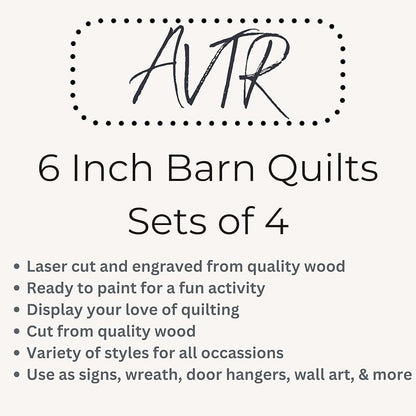 Set of 4 Barn Quilt Kit DIY Pattern Unfinished Wood Quilting Block Sign Paint, Art Painting Craft for Adults and Kids (6 Inches Square) (Snowflake Set) AVTRBoutique