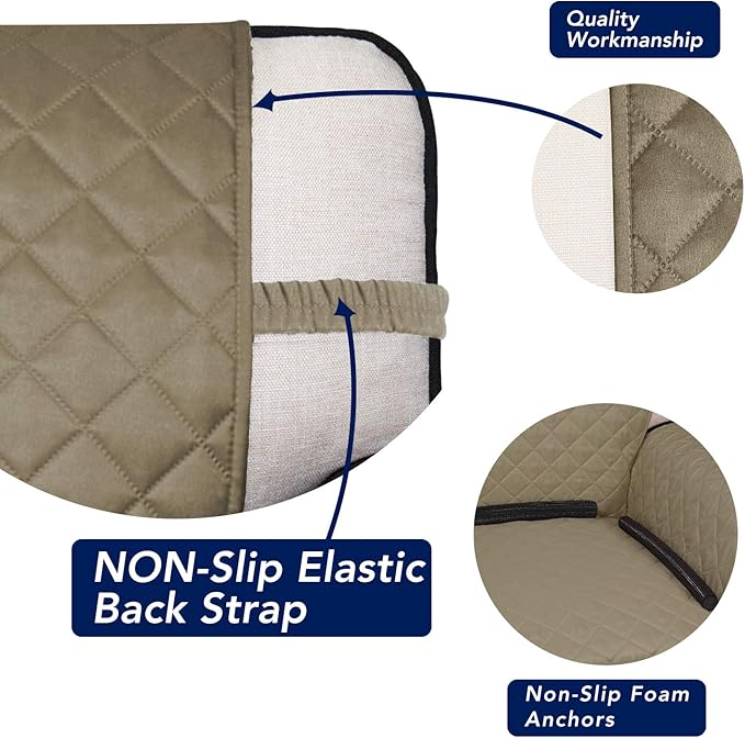 PureFit Reversible Quilted Sofa Cover, Water Resistant Slipcover Furniture Protector, Washable Couch Cover with Non Slip and Elastic Straps for Kids, Dogs, Pets (Sofa, Beige/Beige)