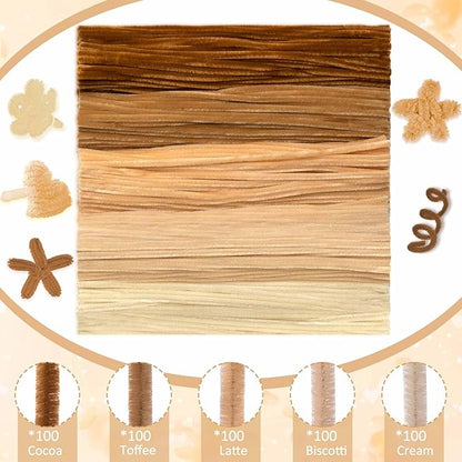 Peryiter 500 Pieces Pipe Cleaners Chenille Stems 12 Inch Craft Supplies Bulk for DIY Art and Craft Projects Creative Gift Wrapping Party Decorations(Boho Color,12 Inch)