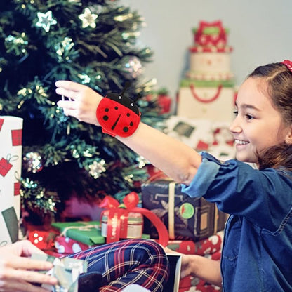 Abaodam 2Pcs Animal Slap Bracelet Coin Purse Ladybug Unicorn Slap Bracelet Plush Stuffed Animal Hugger Snap Wristband Wallet for Kids Birthday Party Plush Slap Bracelet