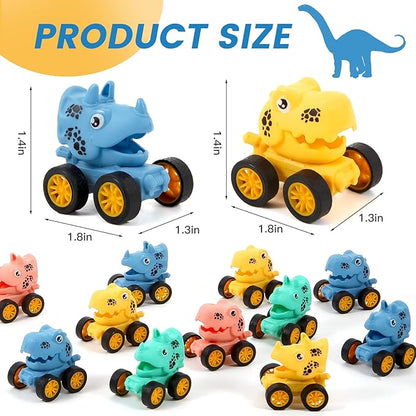 18Pcs Dinosaur Pull Back Cars Set for Kids Toddlers, Bulk Mini Racing Vehicles Toys Party Favors, Pinata Fillers, Goodie Bag Stuffers, Classroom Prizes for Boys Girls