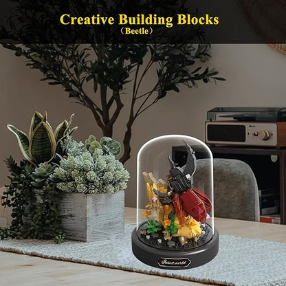 Insects Plant Bonsai Building Set,Adult Mini Animals Friend Set,Insect Collection Gift for Kids,Party Favors Bugs Building Block Kit,Valentines New Year Birthday Gift for Boys Girls(Beetle)