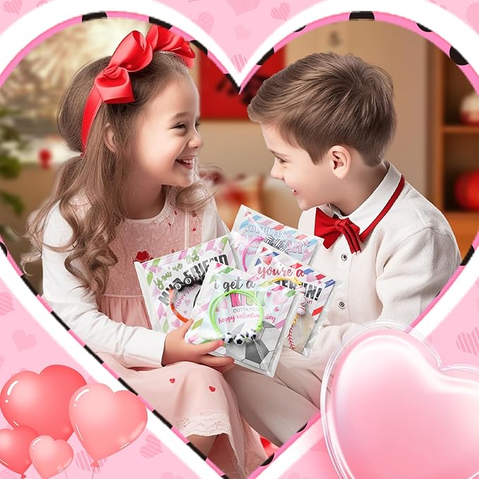 Valentines Day Cards for Kids School 28 Packs Valentines Day Gifts for Kids with Adjustable Sports Balls Bracelets Fit Kids Size Valentine School Classroom Prizes Gift Exchange Party Favors