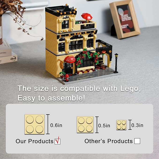 ENJBRICK Flowers City Restaurant Assembly Square Building kit for Adutls,Creator Building Sets for Girls 8-12 Years 1489 pcs