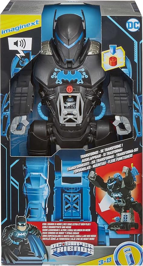 Fisher-Price Imaginext DC Super Friends Batman Toy Bat-Tech Batbot Playset 2-Ft-Tall Robot with Lights & Sounds for Pretend Play Kids Ages 3+ Years