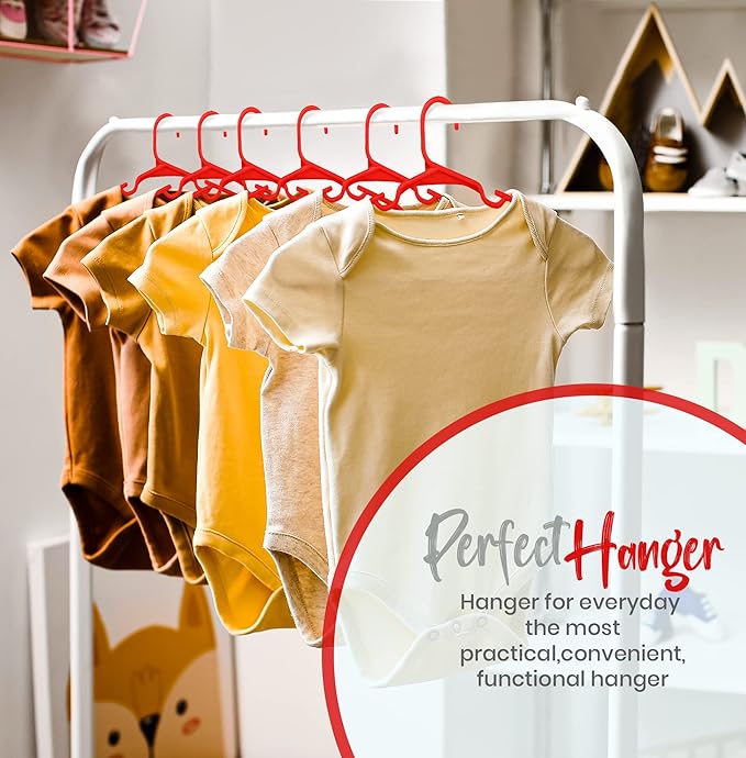 Utopia Home 40 Pack Kids Hangers - 11.5 Inch Plastic Baby Hangers for Closet - Childrens Hanger for Clothes & Infant Hanger for Closet - Ideal for Everyday Standard Use (Red)