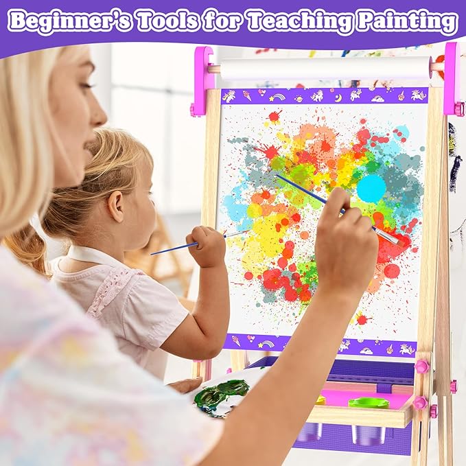 Art Easel for Kids 4-8,Kids Easel with Paper Roll and Art Supplies,Toddler Toys Ages for 5-7,Toddler Drawing Board Learning Eductional Toys for 4 5 6 7 8 Year Old Boy Girls Birthdays Gifts