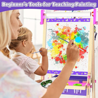 Art Easel for Kids 4-8,Kids Easel with Paper Roll and Art Supplies,Toddler Toys Ages for 5-7,Toddler Drawing Board Learning Eductional Toys for 4 5 6 7 8 Year Old Boy Girls Birthdays Gifts