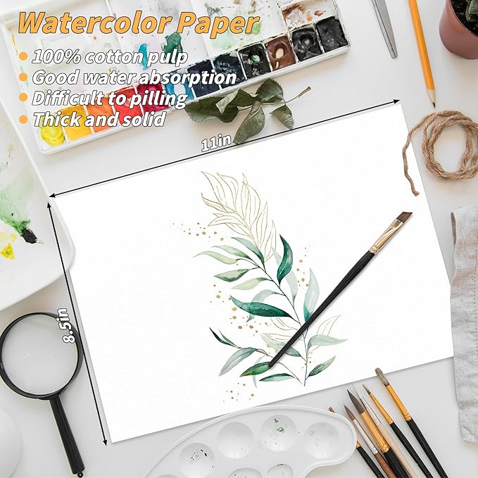 150 Sheets Watercolor Paper Bulk,White Water Color Paper for Kids Child Students Adults Artists Drawing-65LB/180GSM Art Paper-8.5 x 11 inch Painting & Craft Paper, Finger Paints, Watercolor, Tempera