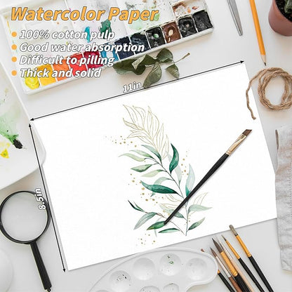 150 Sheets Watercolor Paper Bulk,White Water Color Paper for Kids Child Students Adults Artists Drawing-65LB/180GSM Art Paper-8.5 x 11 inch Painting & Craft Paper, Finger Paints, Watercolor, Tempera