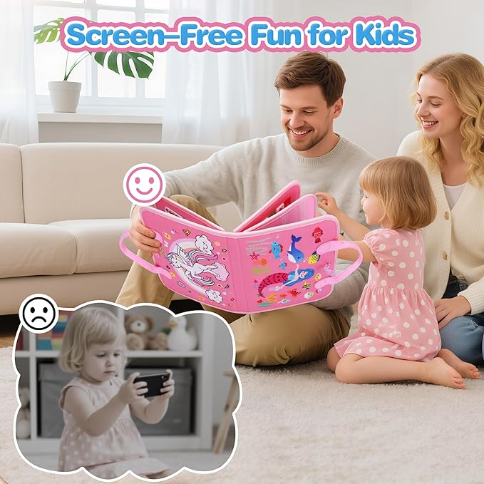 GONINO Toddler Busy Board Montessori Toys for 1-3 Year Old Girls, Sensory Busy Book for Toddlers 1-3, Learning Activities for Fine Motor Skills, Travel Toys for Airplane Car, Gifts for 1 Year Old Girl