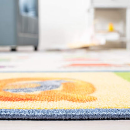 SAFAVIEH Kids Playhouse Collection Accent Rug - 3'3" x 5'3", Beige & Blue, Non-Shedding Machine Washable & Slip Resistant Ideal for High Traffic Areas for Boys & Girls in Playroom (KPH225A)