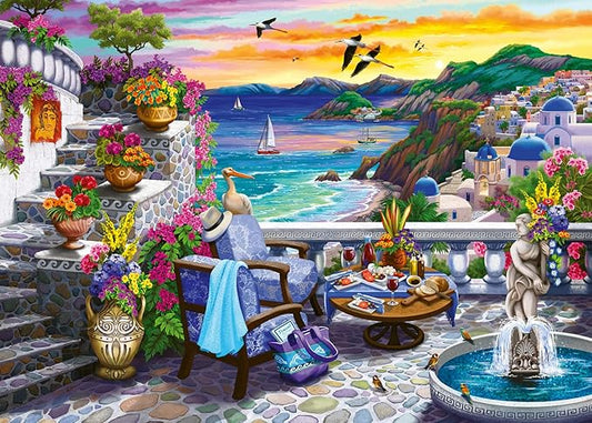 Ravensburger Santorini Sunset Puzzle - 300 Piece Large Format | Unique Softclick Technology | Vibrant, Glare-Free Imagery | Durable & Eco-Friendly | Ideal for All Ages