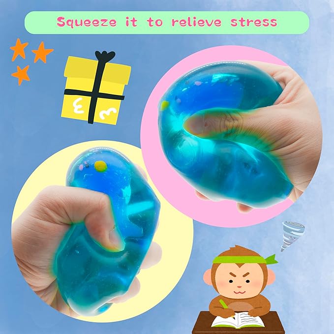Cube Fidget Toy with Maltose Filling - Glow-in-The-Dark Unicorn Whale Inside, Squishy Sensory Toy, Stress Relief Toy for Halloween, Christmas & Birthday Gift