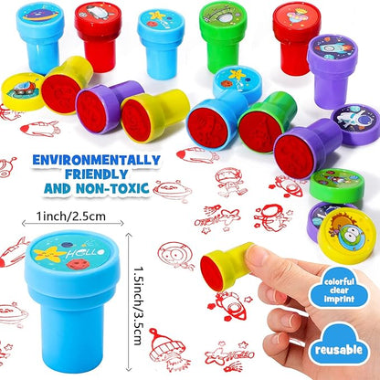 Golray 84pcs Space Party Favors Box Stress Balls Glow In Dark Tattoos Stamp Necklace Toy Gift for Boy Kids Galaxy Birthday Party Supplies Stuffer Treat Gift Goodie Bag Filler