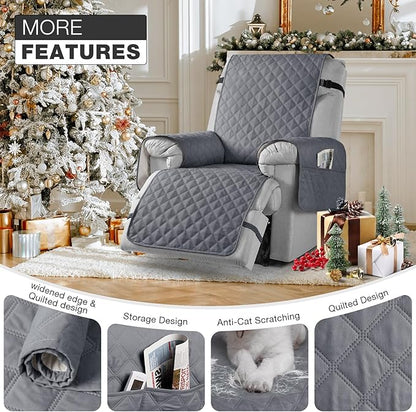 TAOCOCO Non-Slip Recliner Chair Cover Sofa Slipcover, Pet Cover for Small Recliner Chair with Elastic Straps, Washable Reclining Chair Cover Recliner Furniture Protector (23'' Small, Dark Grey)