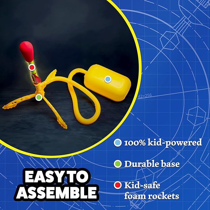 Stomp Rocket Ultra LED Rocket Launcher for Kids, 4 LED Foam Tipped Rockets - Fun Backyard & Outdoor Kids Toys Gifts for Boys & Girls - Toy Foam Blaster Set - Multi-Player Adjustable Launch Stand