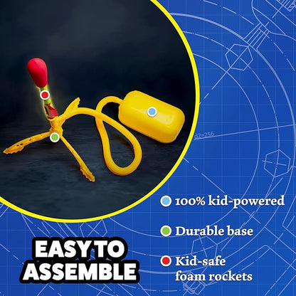 Stomp Rocket Ultra LED Rocket Launcher for Kids, 4 LED Foam Tipped Rockets - Fun Backyard & Outdoor Kids Toys Gifts for Boys & Girls - Toy Foam Blaster Set - Multi-Player Adjustable Launch Stand
