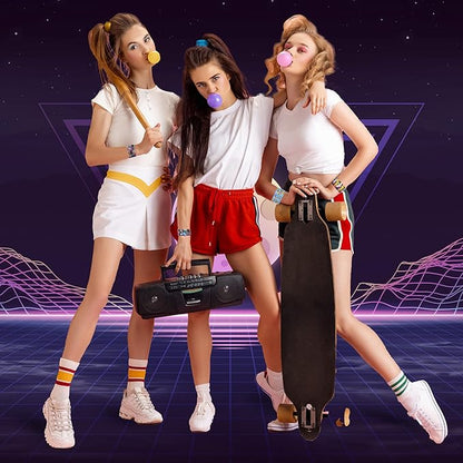 144 Pcs 80s 90s Party Favors Slap Bracelets 80s Wristbands Bracelets Back to 80s 90s Throwback Theme Party Decorations Slap Bracelets Retro Cute Cassette Tape for 80s Adults Birthday Party Supplies