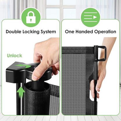 90 Inch Retractable Baby Gates Extra Wide Dog Gates for The House Extra Long Baby Gate for Stairs Child Gates for Wide Openings Large Dog Gate Indoor Outdoor Pet Gates for Dogs, Black