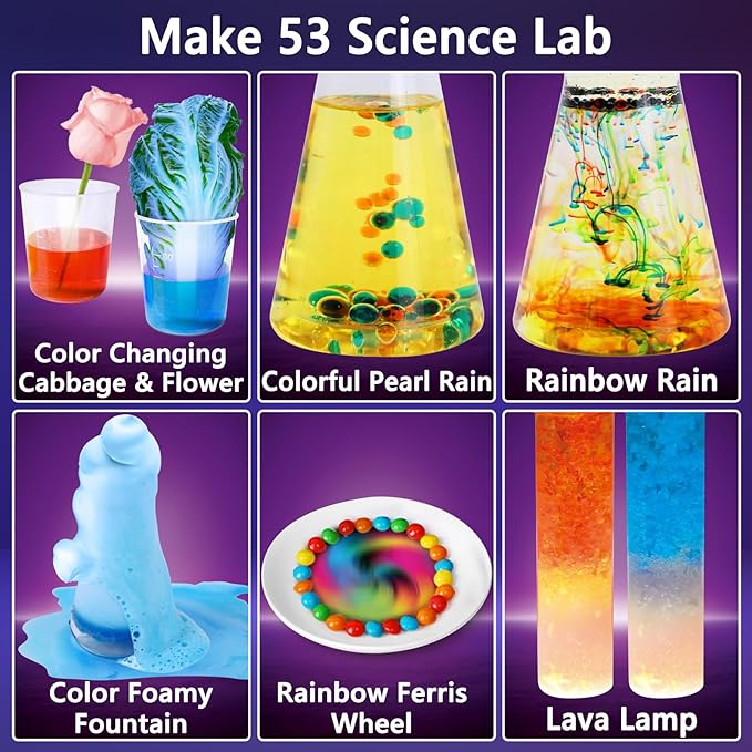 UNGLINGA 53 Experiments Science Kits for Kids Boys Girls, Gift Ideas for Birthday Christmas, Chemistry Physics Set, STEM Activities Learning Educational Scientist Toys