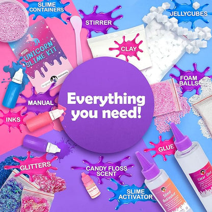 Original Stationery Mini Unicorn Slime Kit - Multicolor, One Size, Ages 7-12 - DIY Unicorn Slime Kit for Girls & Boys with Clay, Foam Balls & Glitter - Kids Crafts & Toys, Magical Gifts