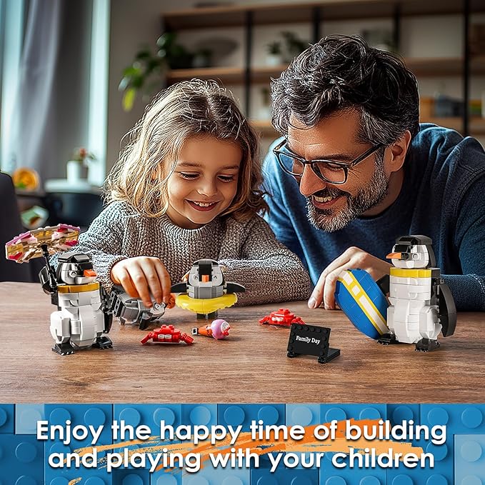 Penguin Family Animal Building Set Creator STEM Toy for Kids 6+, Model Building Kit for Display or Family Activity, Birthday Gift for Kids Boys and Girls Ages 6-12 (907PCS)