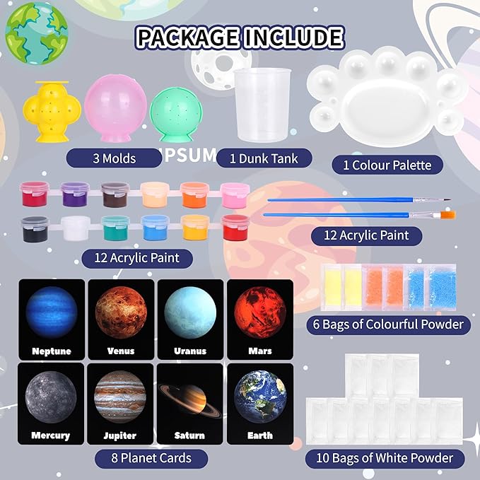 Pllieay DIY Planet Bouncy Ball Make Your Own Bouncy Ball Kit Kids Magic Bouncy Balls Educational Science Kits Solar System for Kids Craft Kit for Kids