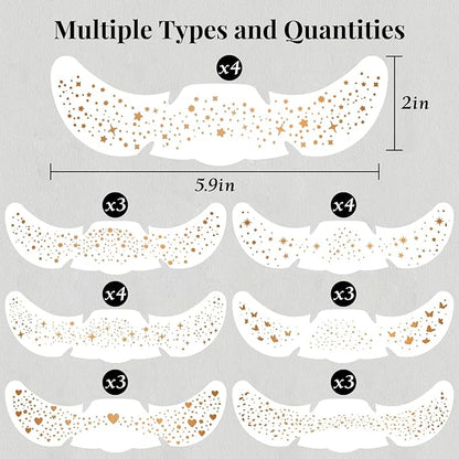 24pcs Glitter Freckles Makeup Patches-Gold-Face Speckle, Sparkle Speckles Patches for Women, Cute Golden Fake Freckles, Glitter Freckle Face Tattoo, Accessories for Musical Festival