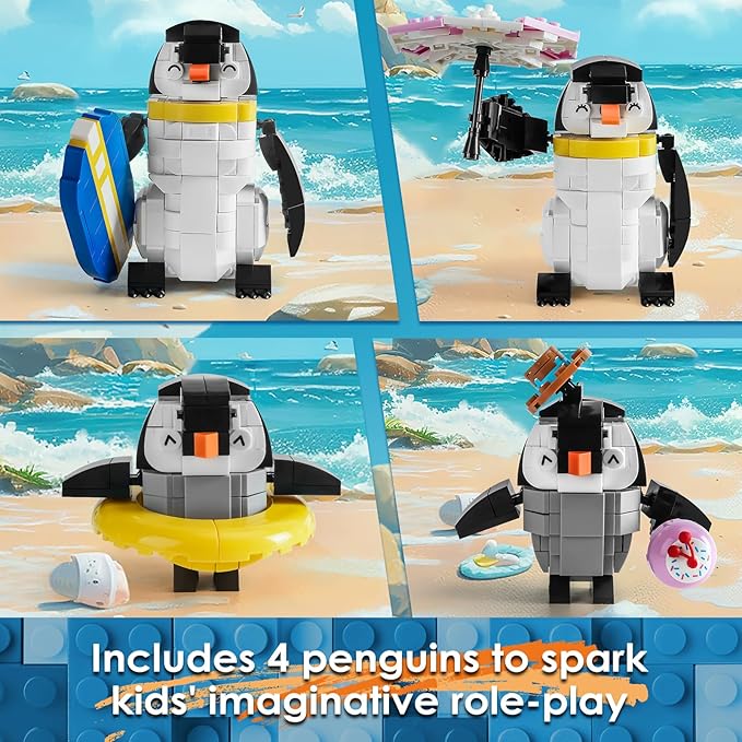 Penguin Family Animal Building Set Creator STEM Toy for Kids 6+, Model Building Kit for Display or Family Activity, Birthday Gift for Kids Boys and Girls Ages 6-12 (907PCS)
