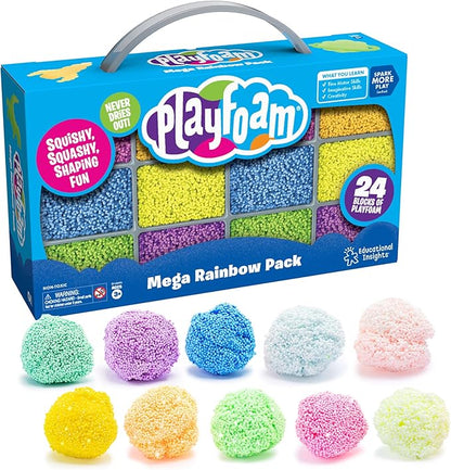 Educational Insights Playfoam Mega Rainbow Pack - Sensory Toys & Squishy Fidget Toys for Kids, Squishy Foam Blocks, Non Sticky Dough, Sensory Bin Filler & Classroom Tools, Gifts for Ages 3+