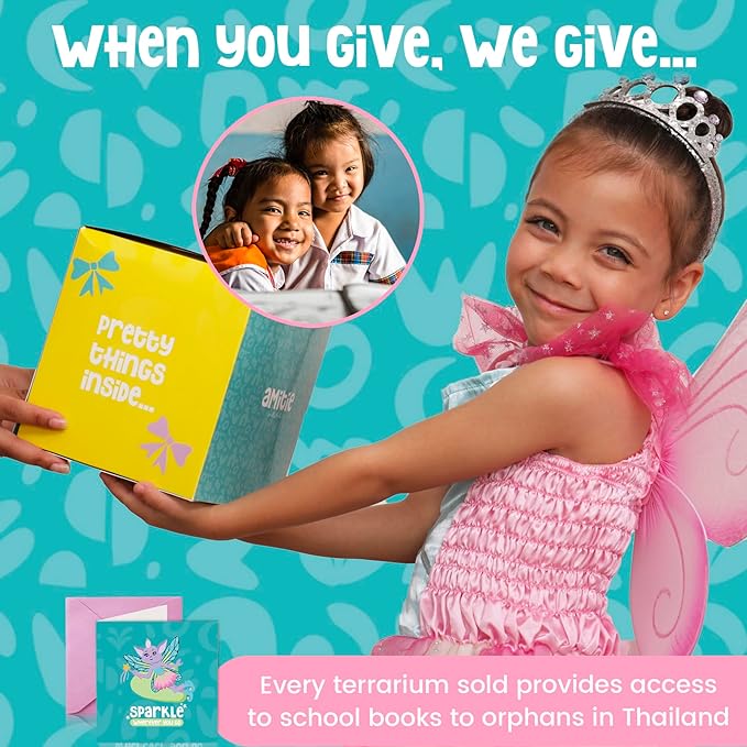 Amitié Lane Fairy Garden Kit - DIY Light Up Terrarium Kit for Kids - Fairy Gifts for Girls Ages 5, 6-8, Little Girl Toys, Crafts for Girls - Birthday Gift for Five Year Old Girl