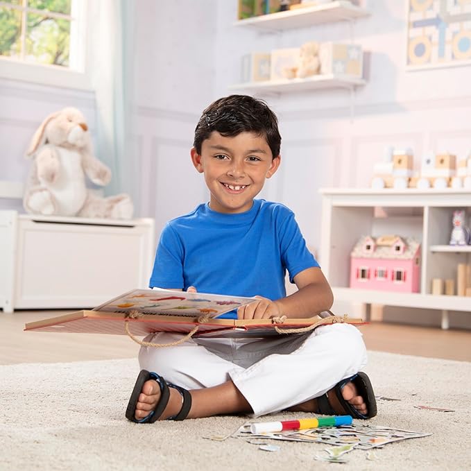 Melissa & Doug Natural Play: Play, Draw, Create Dinosaurs Drawing Activity Set & Magnet Kit - Reusable Mess-Free Travel Activity