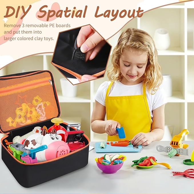 Hard Travel Case for Play-Doh Modeling Compound, Playdoh Set Storage Bag Carrying Case for Playdough Dough Tool Kit Organizer Container, Bag Only